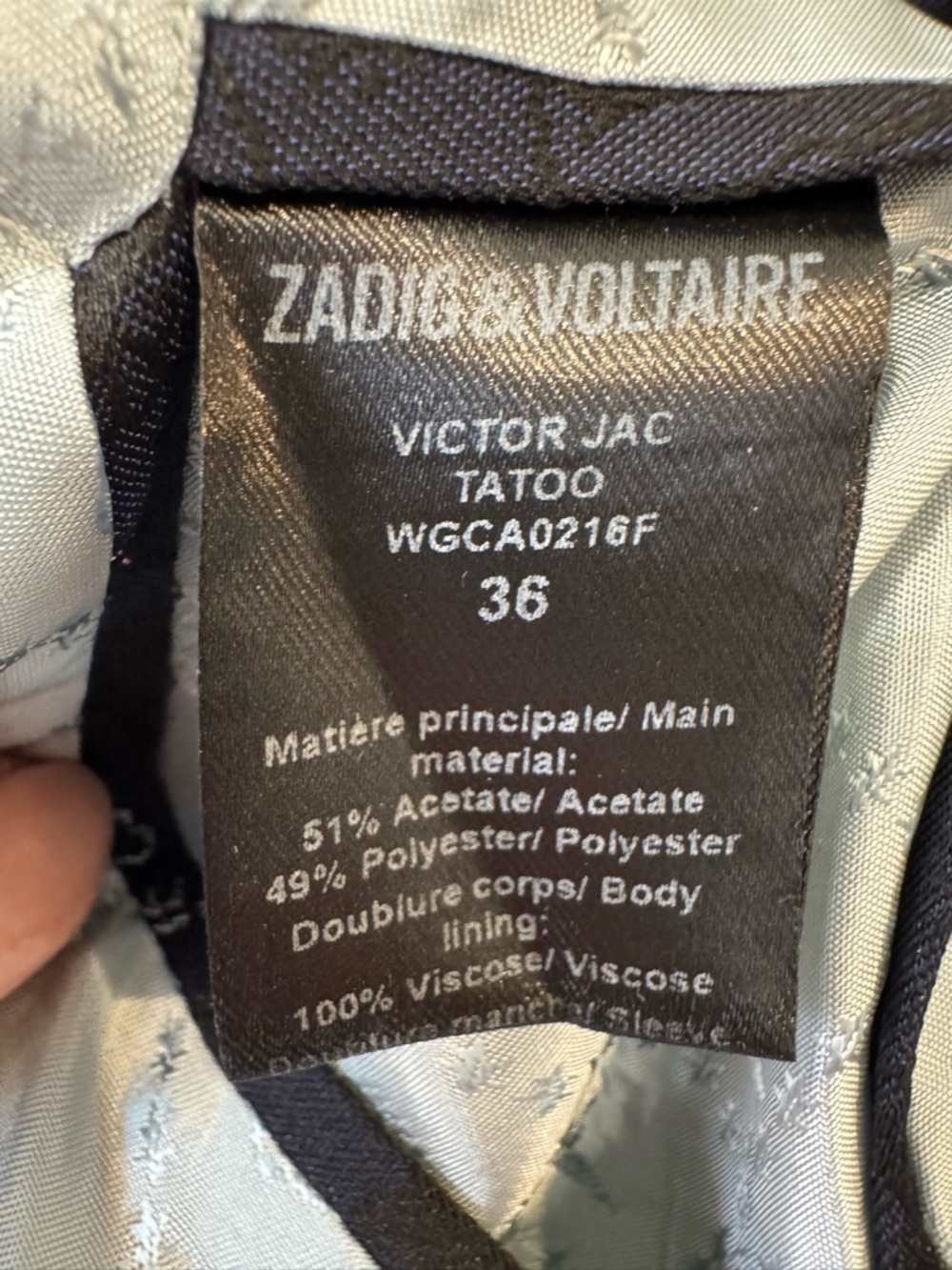 Zadig & Voltaire Victor Tattoo-Print Blazer size 38 FR OR us 6 skull skeleton - Picture 3 of 12